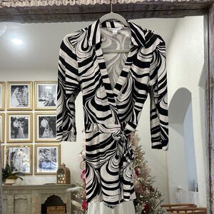 Diane von Furstenberg Black and White Wrap Romper